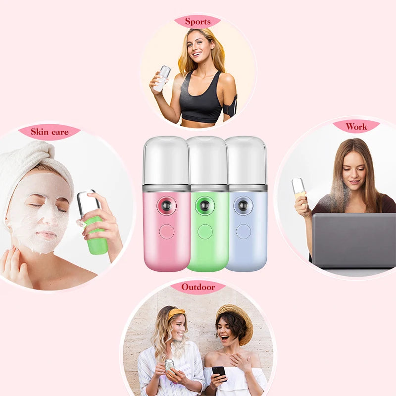 20ml Nano Facial Sprayer Portable USB Rechargeable Handheld Face Steamer  Air Humidifier SPA Moisturizing Hydrating Skin Care