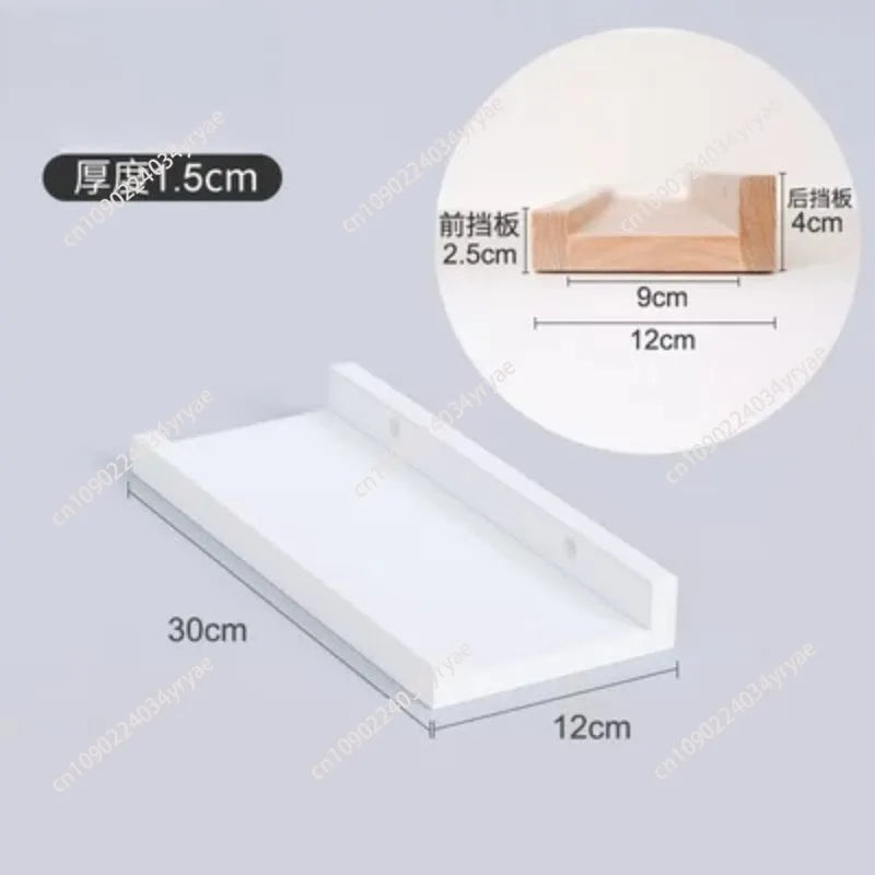 Floating Shelves Wall Mounted, White Solid Wood Drill Hanging Shelf, Storage Rack for Living Room, Bedroom, Study, Entrance