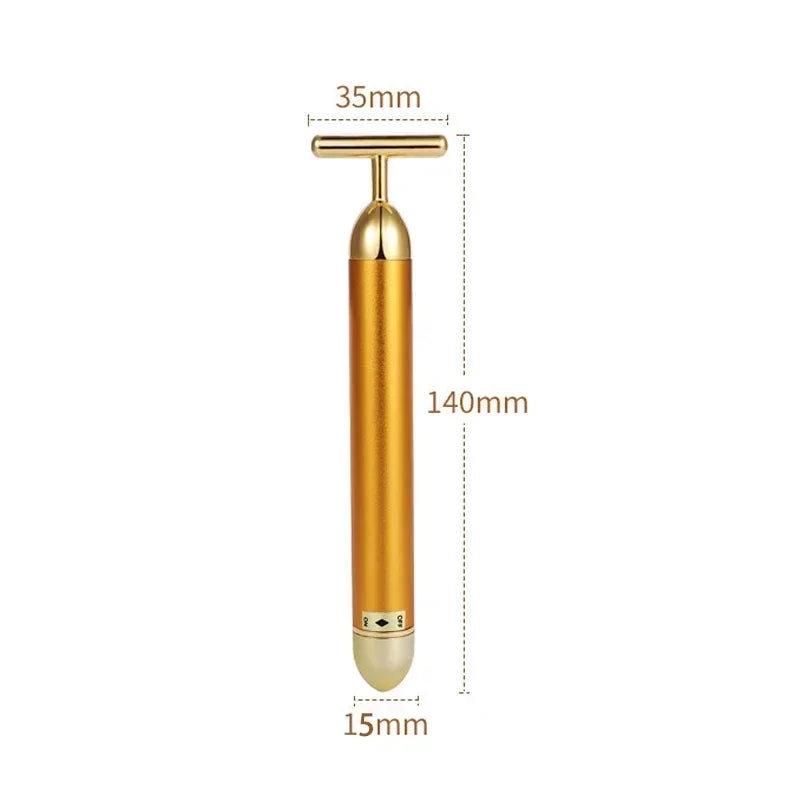 Face Lift Bar Roller Vibration Slimming Massager Facial Stick Facial 24k Gold Beauty Skin Care T Shaped Vibrating Tool