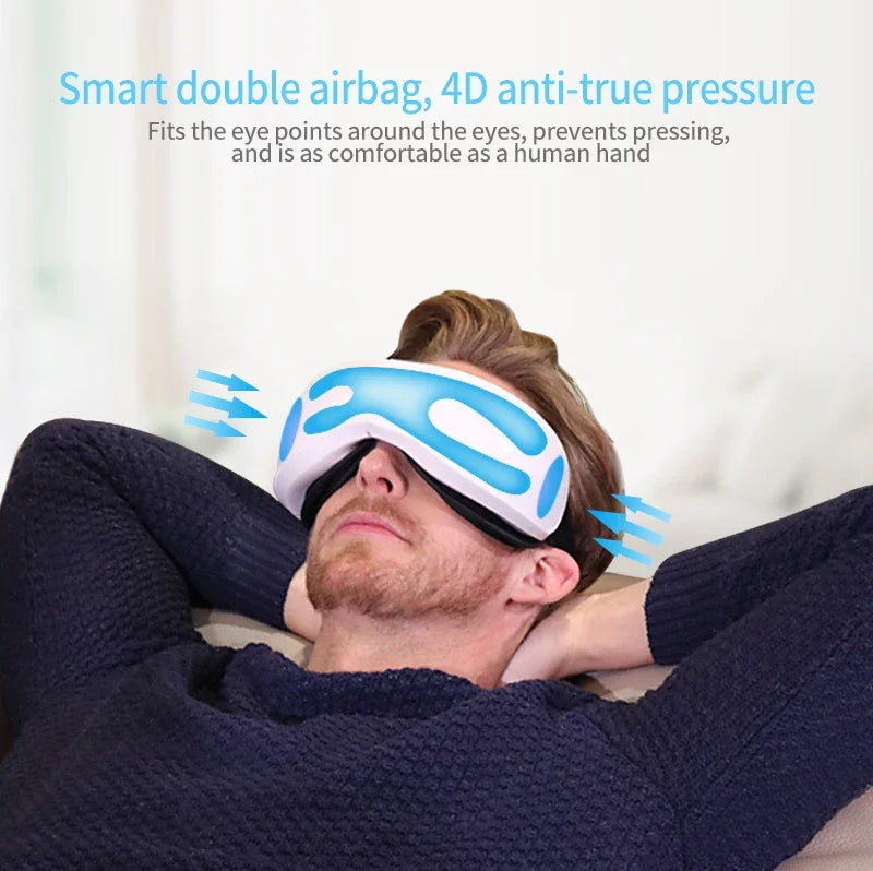 Eye Massager with Heat Vibration Eye Mask Bluetooth Music Airbag Care Device for Eye Strain Relief Dry Improve Sleep Facial