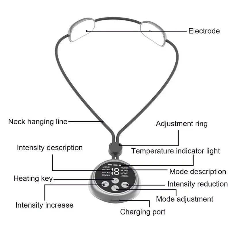 heated neck massager Sleep Massag Smart Cervical Neck Massager necklace Portable Lymphatic Relief Neck Massager With 8 Modes