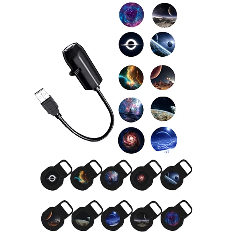 NEW 360° Rotating Starry Sky Projector, 1 Light + 10 Film Discs Galaxy Lamp, Adjustable Focus with Timer, Perfect Night Light