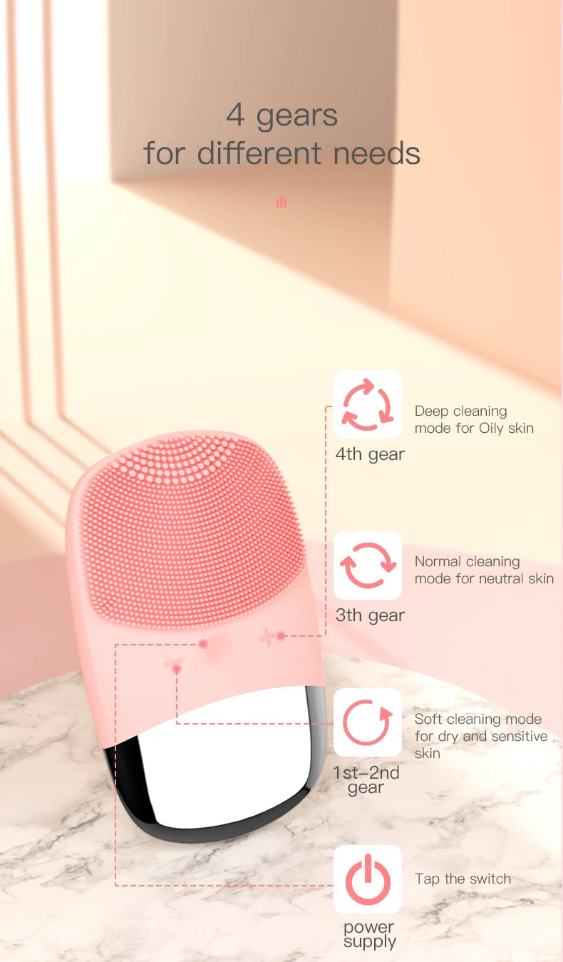 Electric Face Cleansing Brush Sonic Electric Facial Cleanser Facial Cleansing Brush Skin Scrubber Skin Massager Skin Care Tools