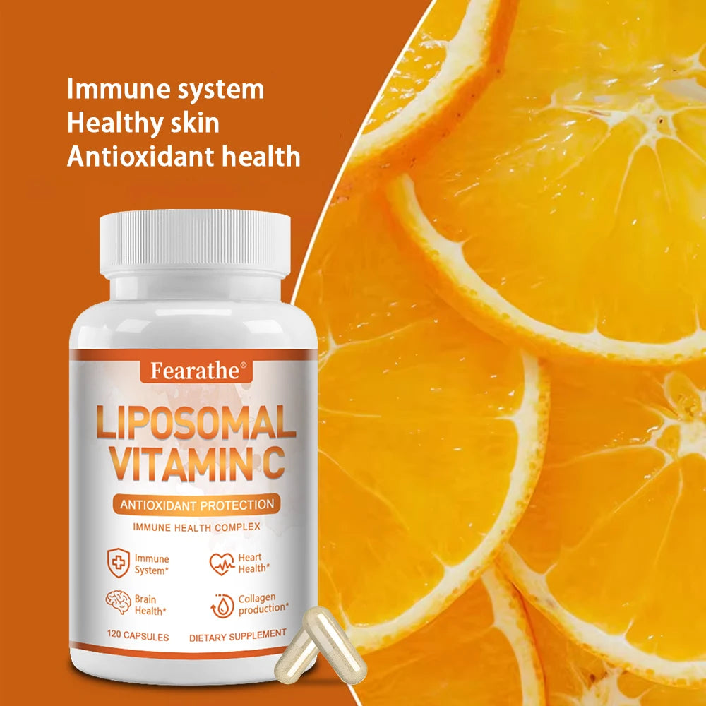 Natural Liposomal Vitamin C - Immune System & Collagen Booster, High Absorption, Skin Vitamins, Vegeterian, Vegan, Non-GMO