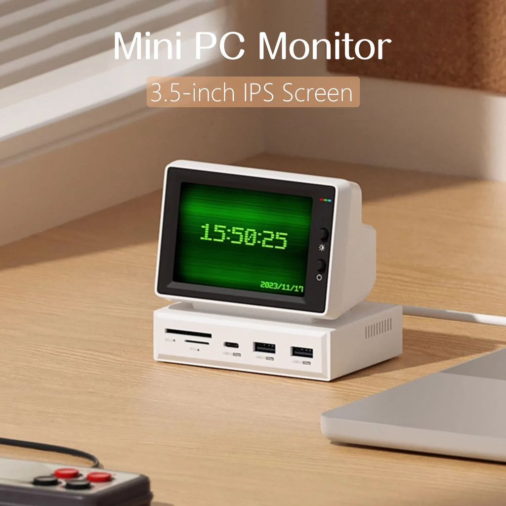 3.5inch HDD Data Monitor Display Sub Screen with USB C Hub for Laptop PC MacBook IPS Mini Screen AIDA64 Mini PC CPU RAM