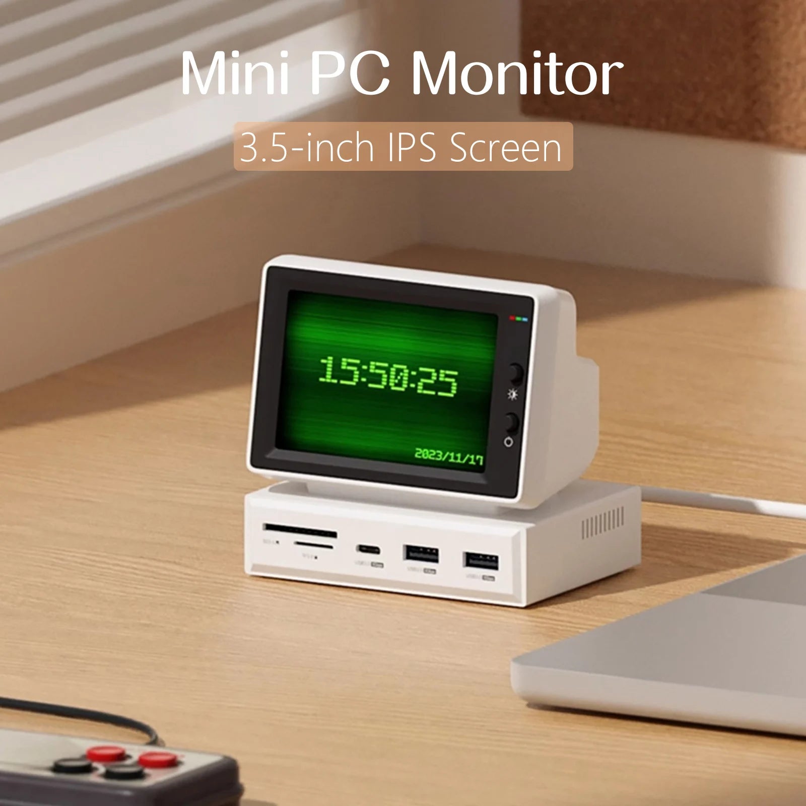 3.5inch HDD Data Monitor Display Sub Screen with USB C Hub for Laptop PC MacBook IPS Mini Screen AIDA64 Mini PC CPU RAM
