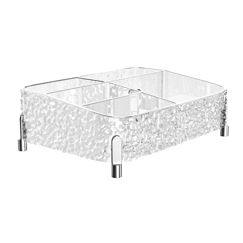 Glacier-print Desktop Makeup Organizer with Legs Clear Lipstick Split Vanity Storage PET Organizer Makeup Organizer Box