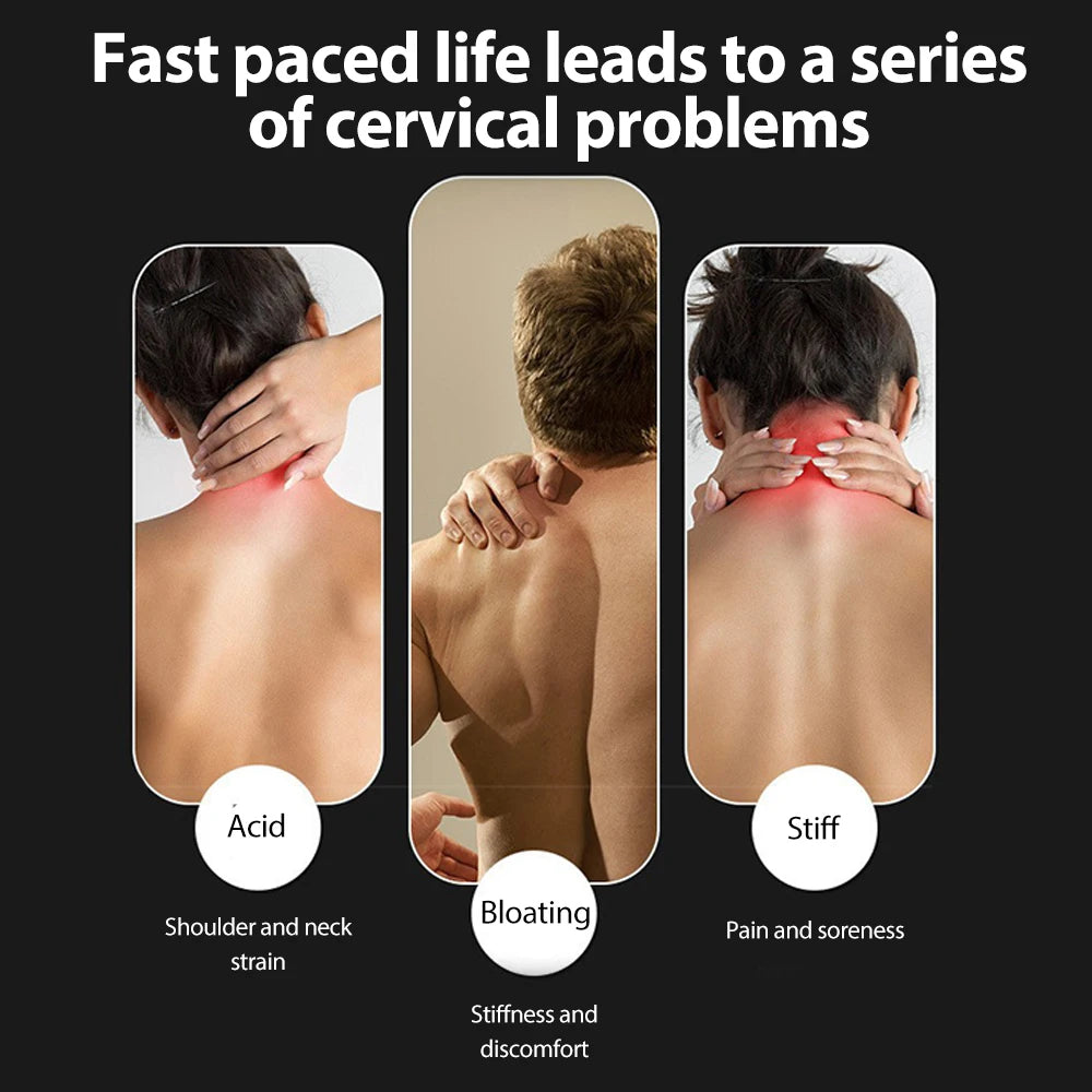 Mini Hanging Neck Massager Portable Muscle Stimulator Hot Compress Pulse Neck Massager Rechargeable Cervical Spine Massager