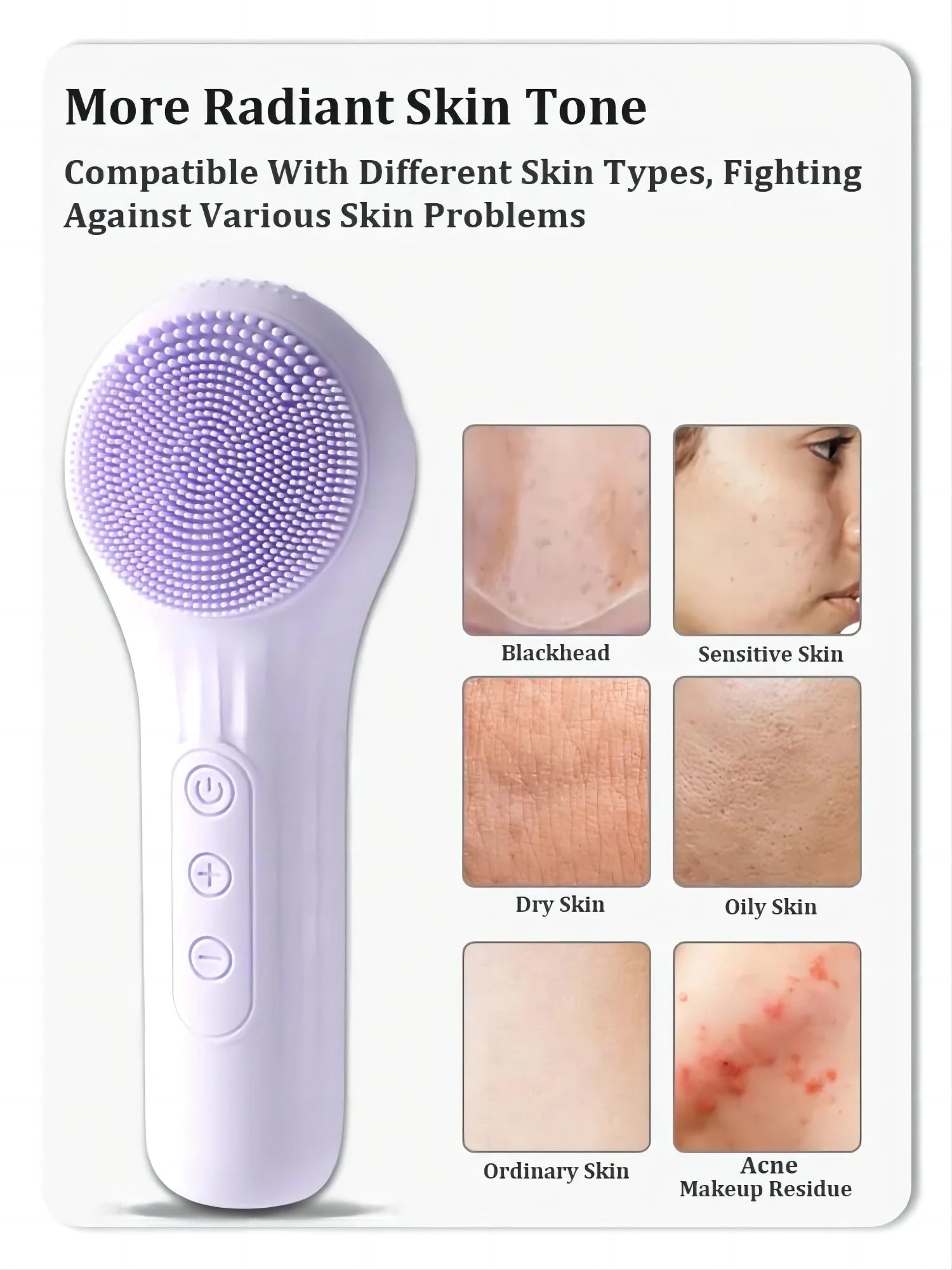 Sonic Waterproof Facial Cleansing Brush Rechargeable Scrubber Exfoliating Vibrating Deep Clean Face Cleaner Skin Care Tool