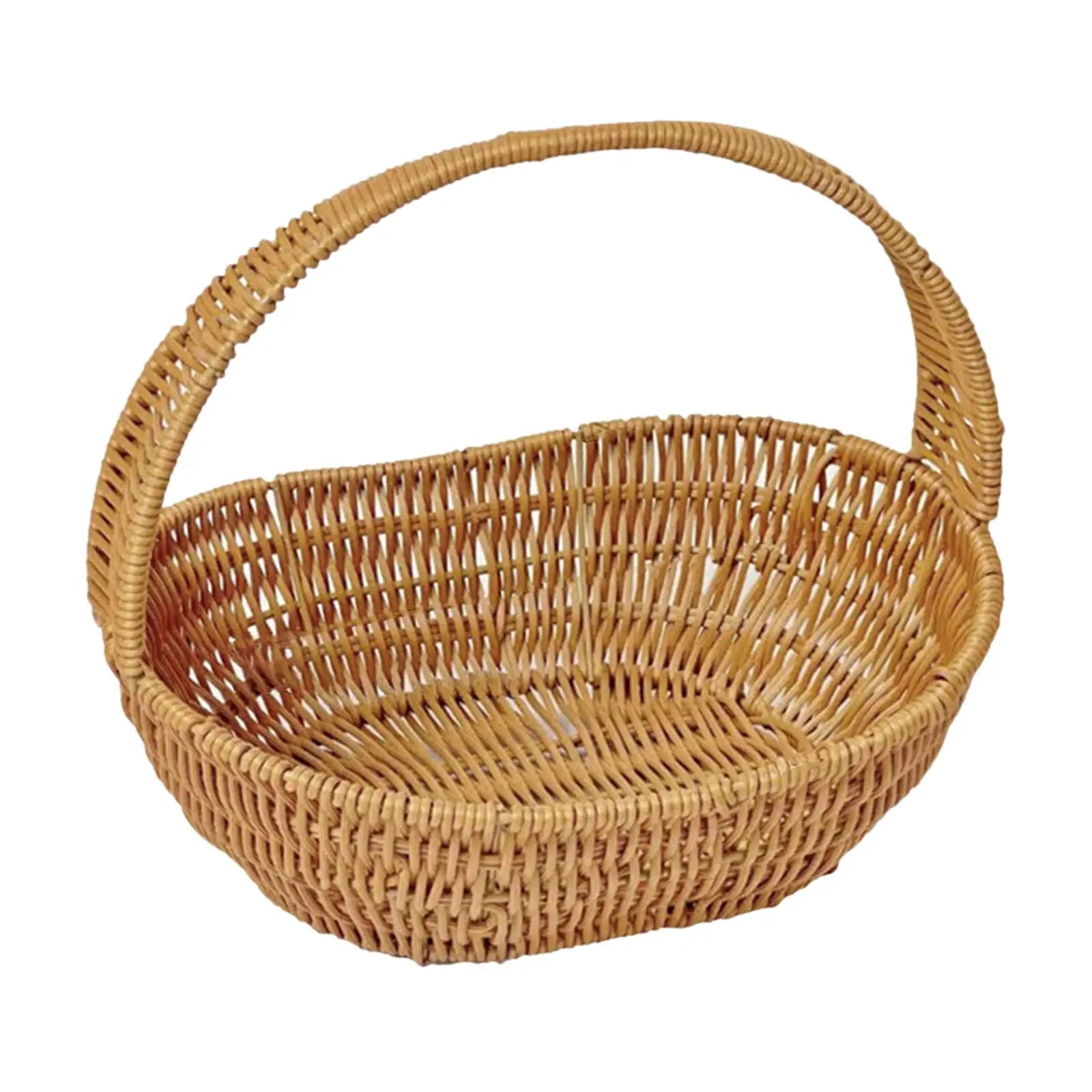 Storage Serving Basket Container Woven Grocery Baskets Picnic Basket Handwoven Storage Basket for Beach Shopping Hiking Kitchen