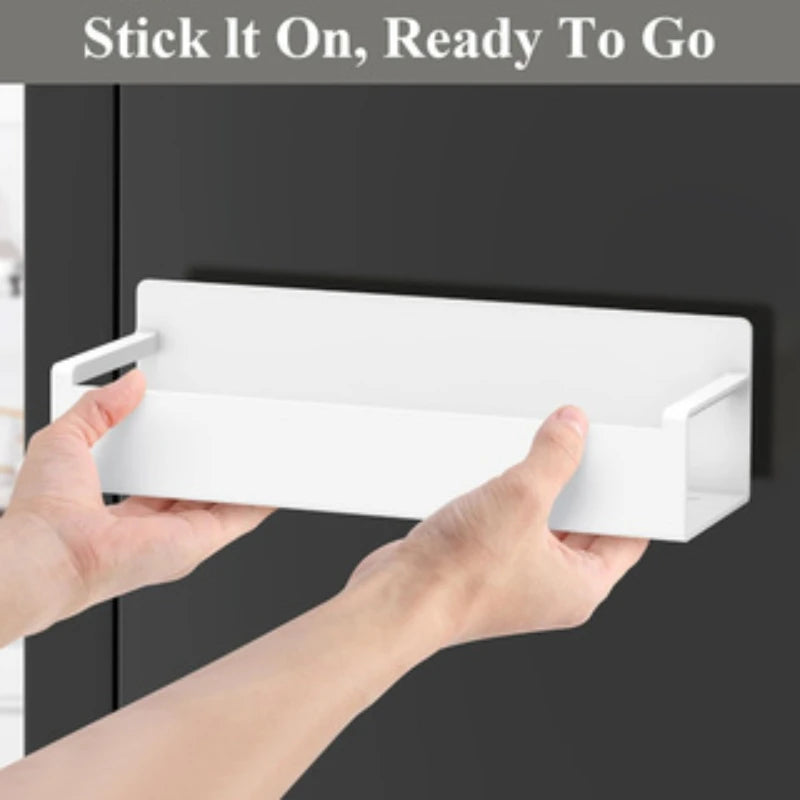 White Magnetic Spice Rack For Fridge Side Wall Mount Organizer Kitchen Storage Container Washing Basket Produce Bowl Box