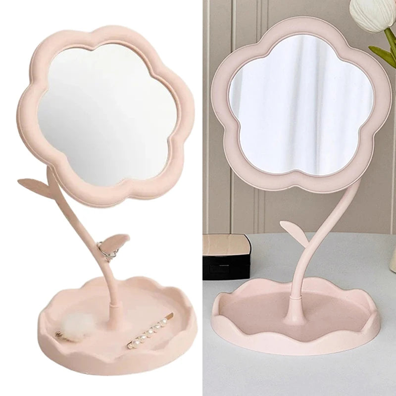 Flower Mirror Makeup Mirror Desktop Mirror Student Dormitory Desktop Makeup Mirror Special-shaped Dresser Makeup Mirror Girls