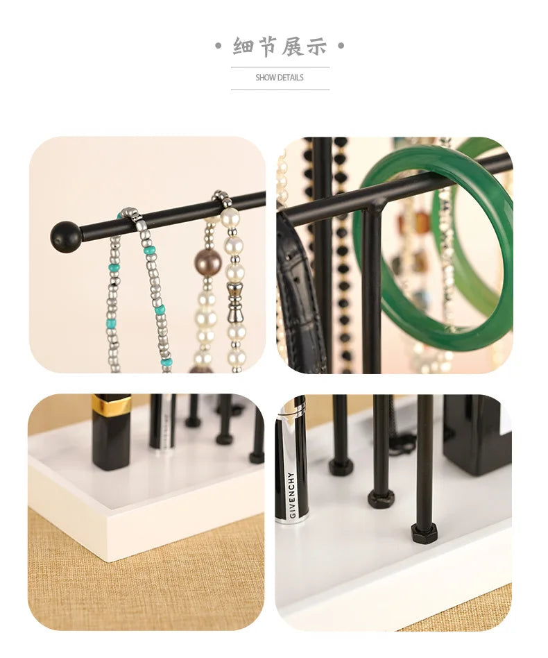 Jewelry Organizer Stand Necklace Holder Organizer, 3-Tier Earrings Organizer Bracelet Storage Display & Velvet Ring Tray