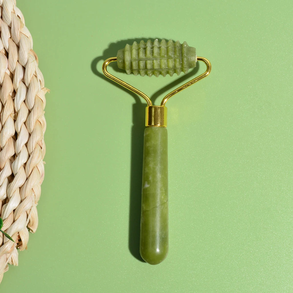 1 Pcs Xiu Yu Jade Roller Facial Ridged Roller Skin Massage Roller Facial Beauty Container Natural Xiuyu Thin Face Tools