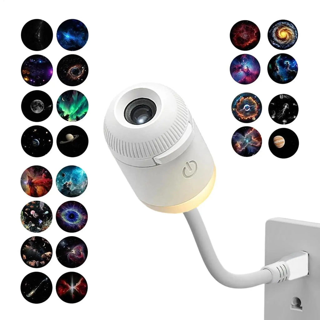 Galaxy Projector Night Light Adjustable Brightness USB Light 360 Degree Rotating Galaxy Lamp Projector with 24 Film Slides
