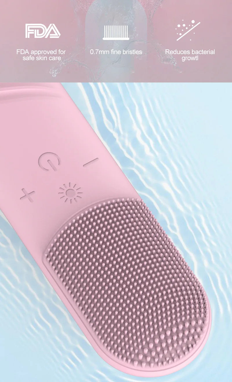 Sonic Facial Cleansing Brush Red Blue Light Electric Facial Cleanser Wash Machine Skin Pore Cleaner Mini Beauty Massager Brush