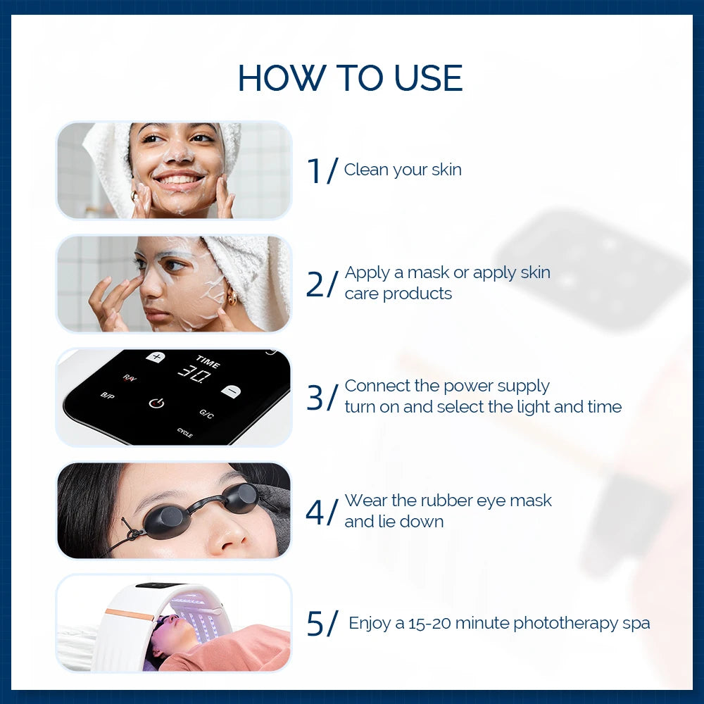 Foreverlily 7 Colors PDT LED Photodynamic Therapy Beauty Device 112PCS LEDs Facial Body Mask Anti Acne Tighten Skin Rejuvenation