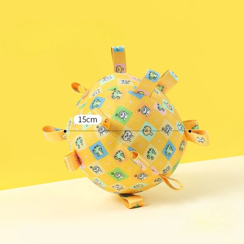 Interactive Ball Dog Toy for Aggressive Chewers Training Decompress Bite Resistant Plush Handle Dog Toys with Bells Pet Supplies
