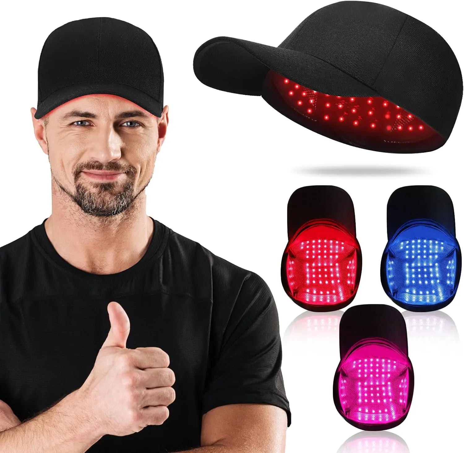 for 48 Light Emitting Diode Red and Blue Light Therapy Hat Scalp Health Booster with Anti-Inflammation Blue Light for  Home