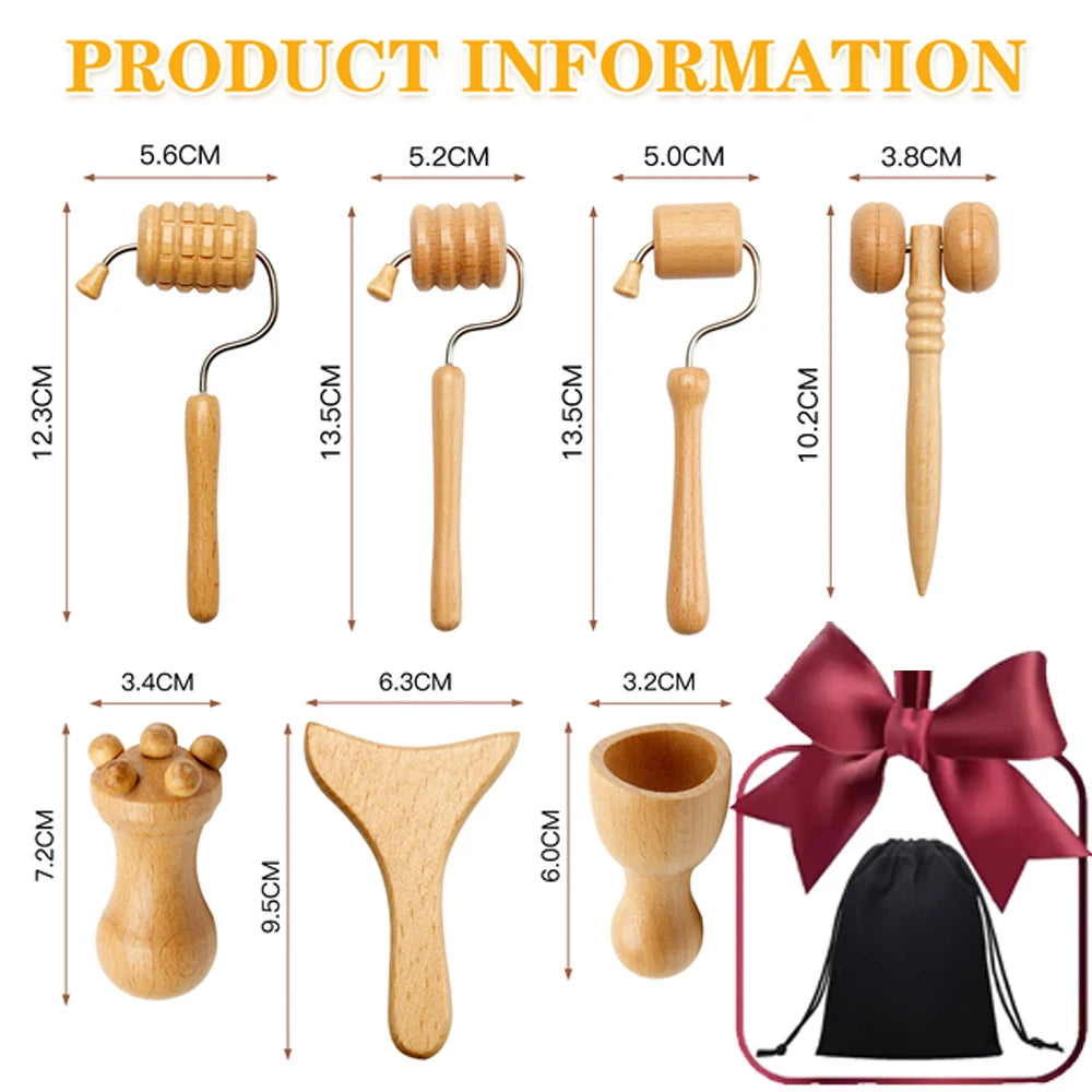 Face Massager Maderoterapia Face Roller Mini Wood Therapy Face Slimming Gua Sha Scraper Facial Lifting Wrinkle Remover