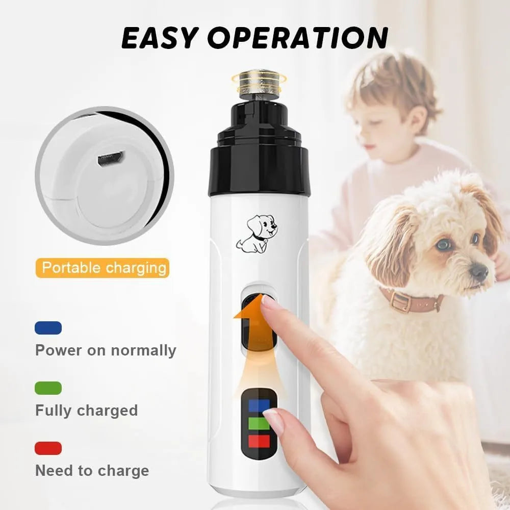 Pet Cat Nail Grinders Pet Nail Clippers LED Quiet Electric USB Charging Rechargeable Pet Dog Paws Nail Grooming Trimmer Tools