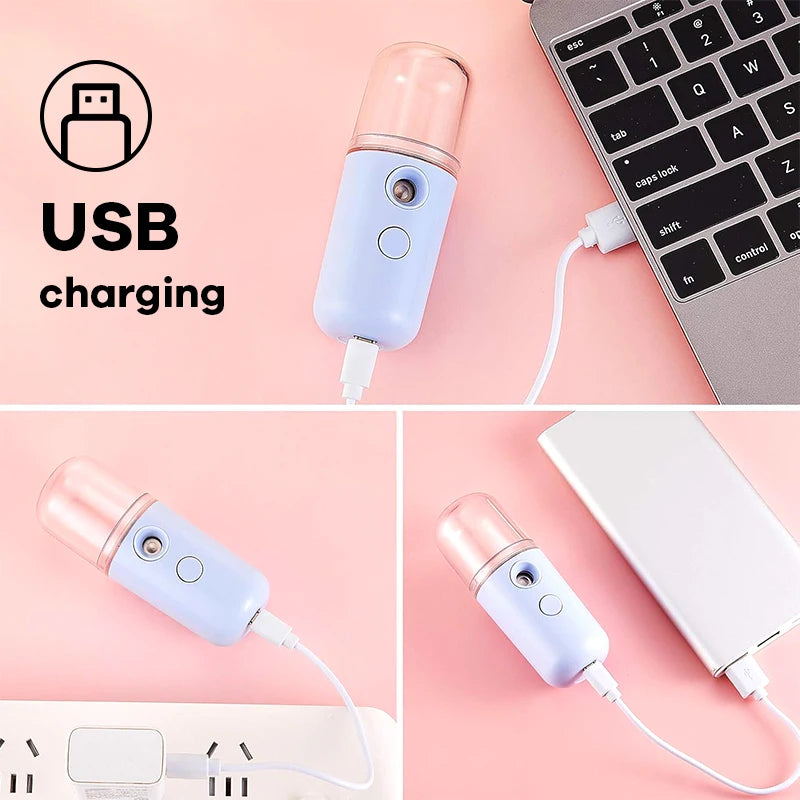 Nano Facial Hydrator Sprayer Portable Face Steamer Nebulizer Home Travel Use Mini Rechargeable Humidifier Beauty Skin Care Tools
