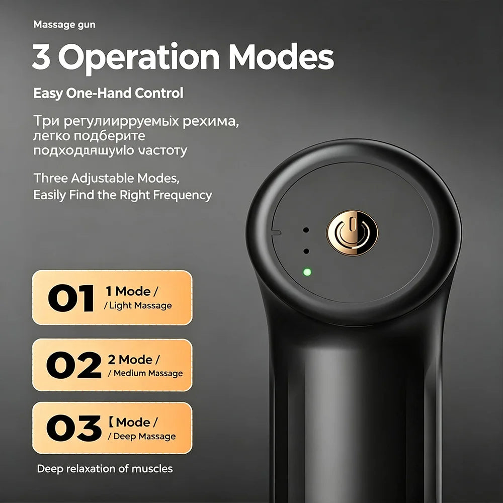 Mini Handheld Massage Gun, 3-Speed Settings, Myofascial Massage Gun, USB Rechargeable, 200 grams, Portable, Designed for the Gym