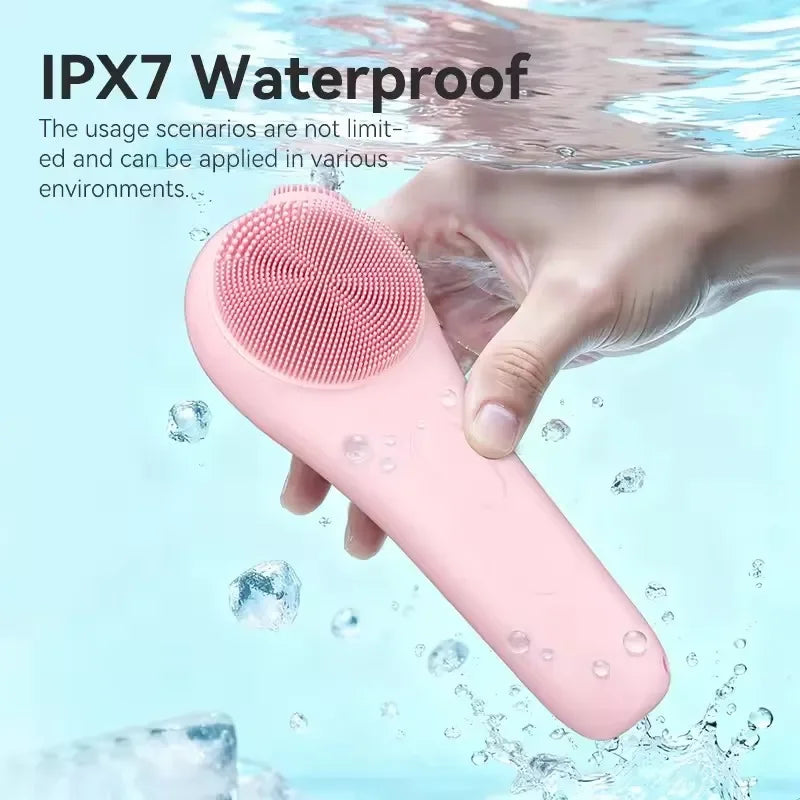 Sonic Waterproof Facial 45℃ Cleansing Brush Rechargeable Scrubber Exfoliating Vibrating Deep Clean Face Cleaner Skin Care