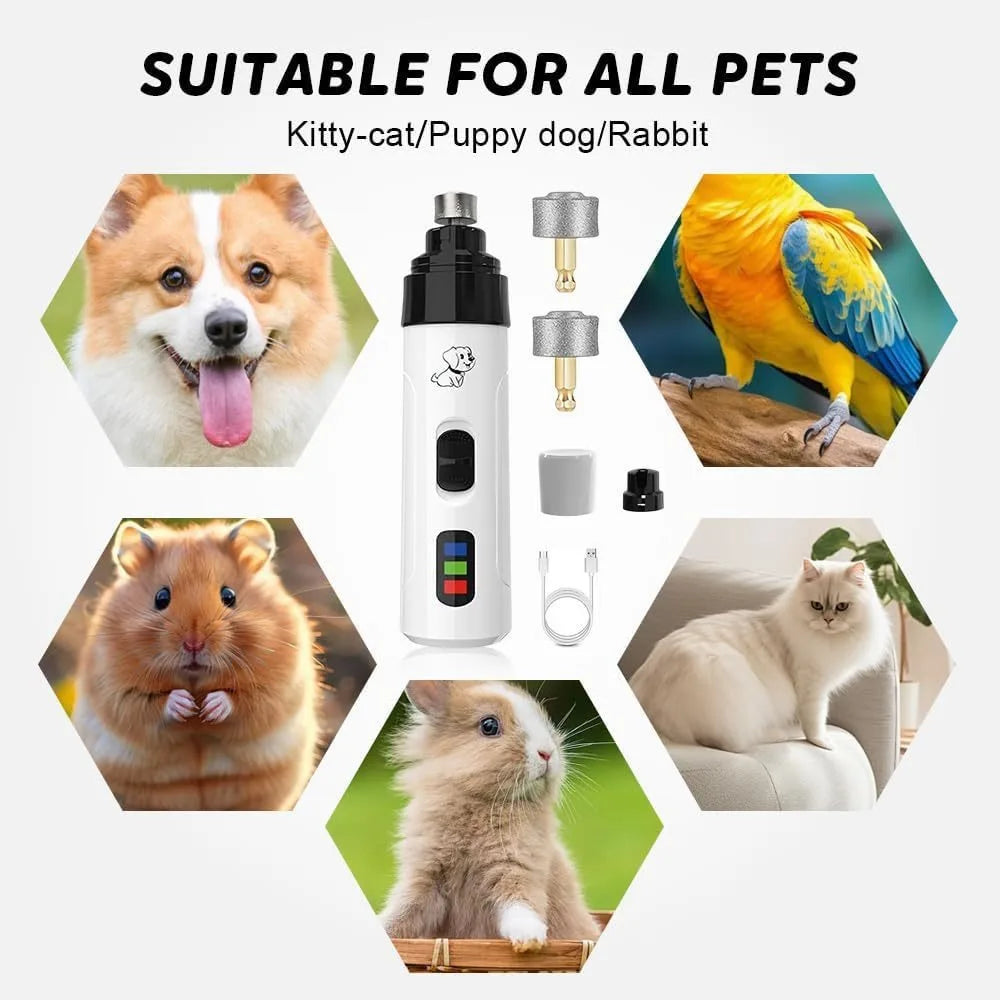 Pet Cat Nail Grinders Pet Nail Clippers LED Quiet Electric USB Charging Rechargeable Pet Dog Paws Nail Grooming Trimmer Tools