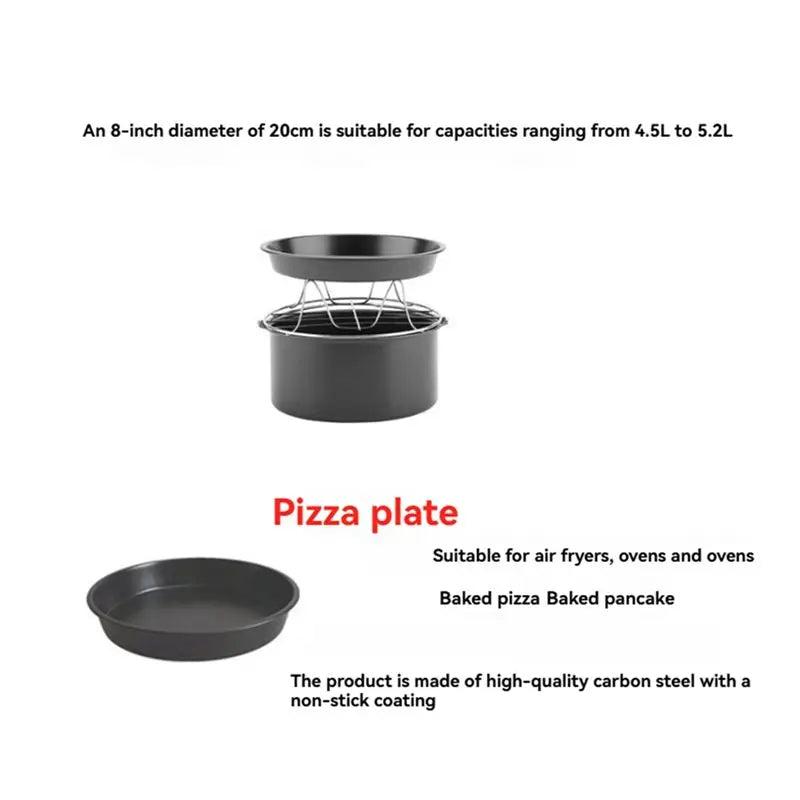 B59B-8 Inch Air Fryer Accessories For Gowise Phillips Cozyna And Secura Fit All Airfryer 4.5-5.2L Baking Pan