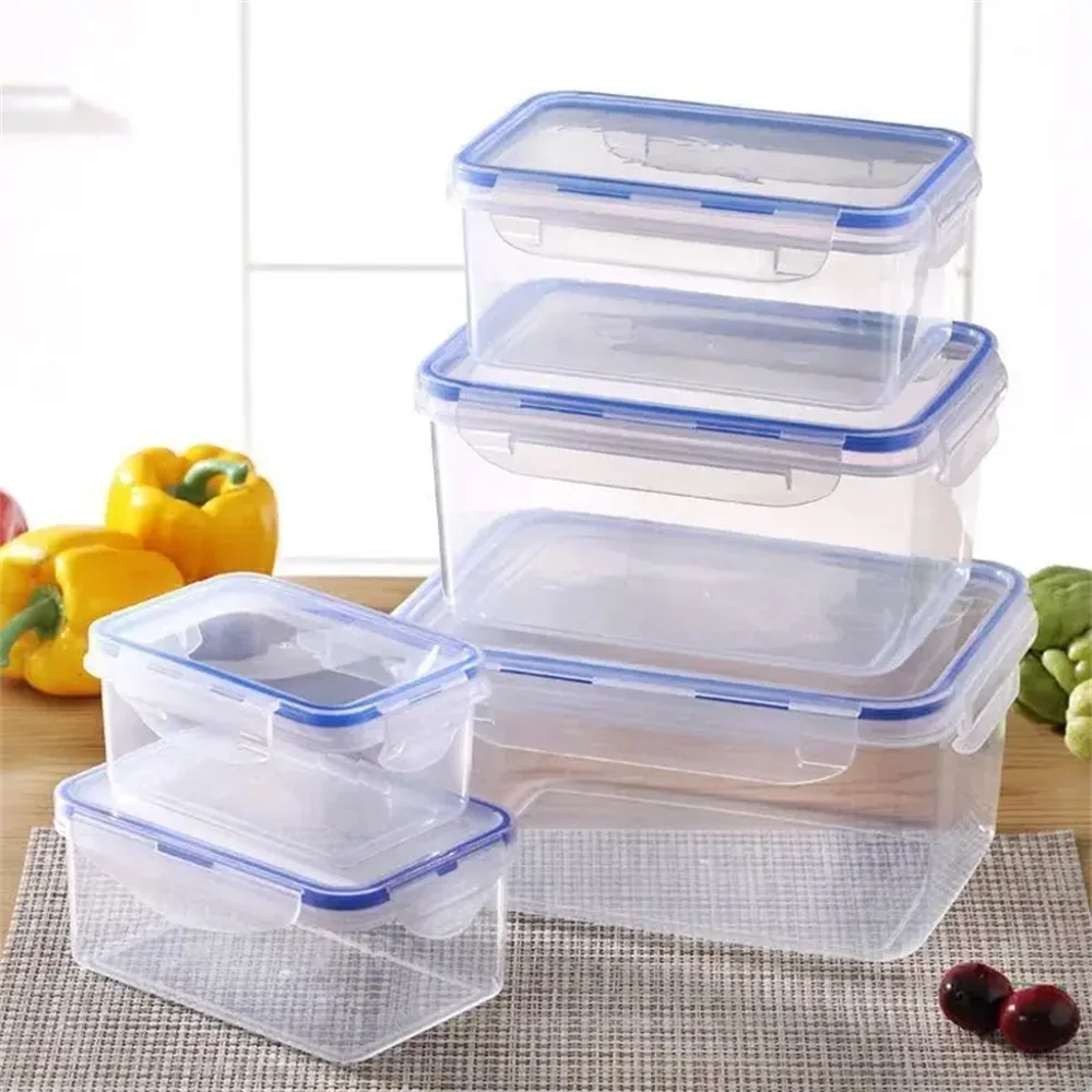 1/4pack Food Storage Containers Transparent Kitchen Organization Boxes with Lids Stackable Fridge Pantry Storage Bins for Grains