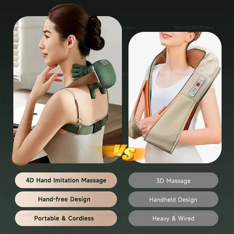 New Shoulder and Neck Massager, Fully Automatic Charging Finger Press Hand Massager (Without Heating)