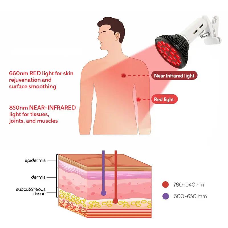 Red Light Therapy Bulb With Lamp Clip LED 660nm Red and 850nm Near Infrared Combo Therapy Device for Skin Care Pain Relief