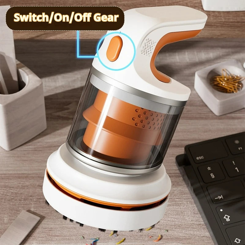 Mini Desktop Vacuum Cleaner, 2-Speed Strong Suction, USB Rechargeable Handheld Vacuum for Keyboard, Desk, Car