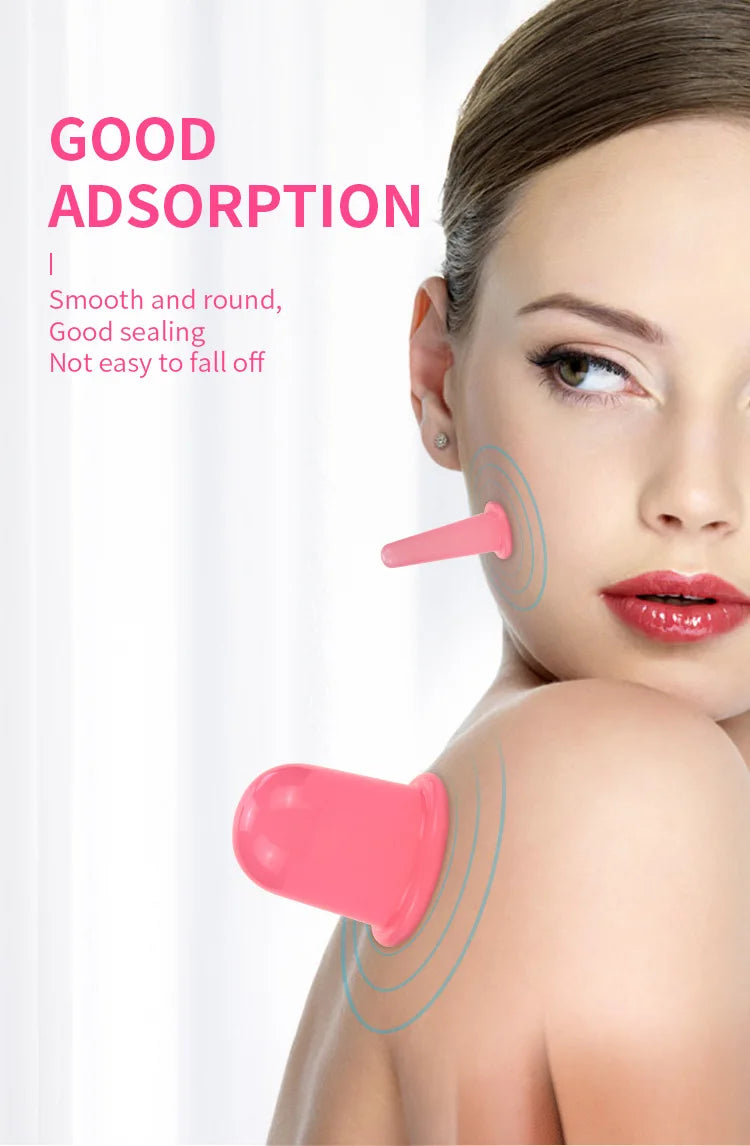 Silicone Vacuum Cupping Massage Jars Anti Cellulite Massage Facial Suction Cups Face Neck Lift Skin Scraping Guasha Anti Wrinkle