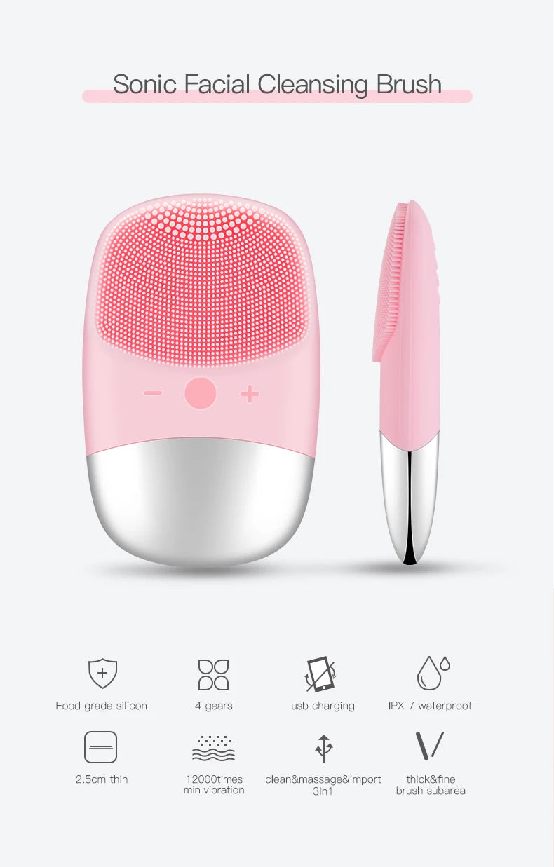 Electric Face Cleansing Brush Sonic Electric Facial Cleanser Facial Cleansing Brush Skin Scrubber Skin Massager Skin Care Tools