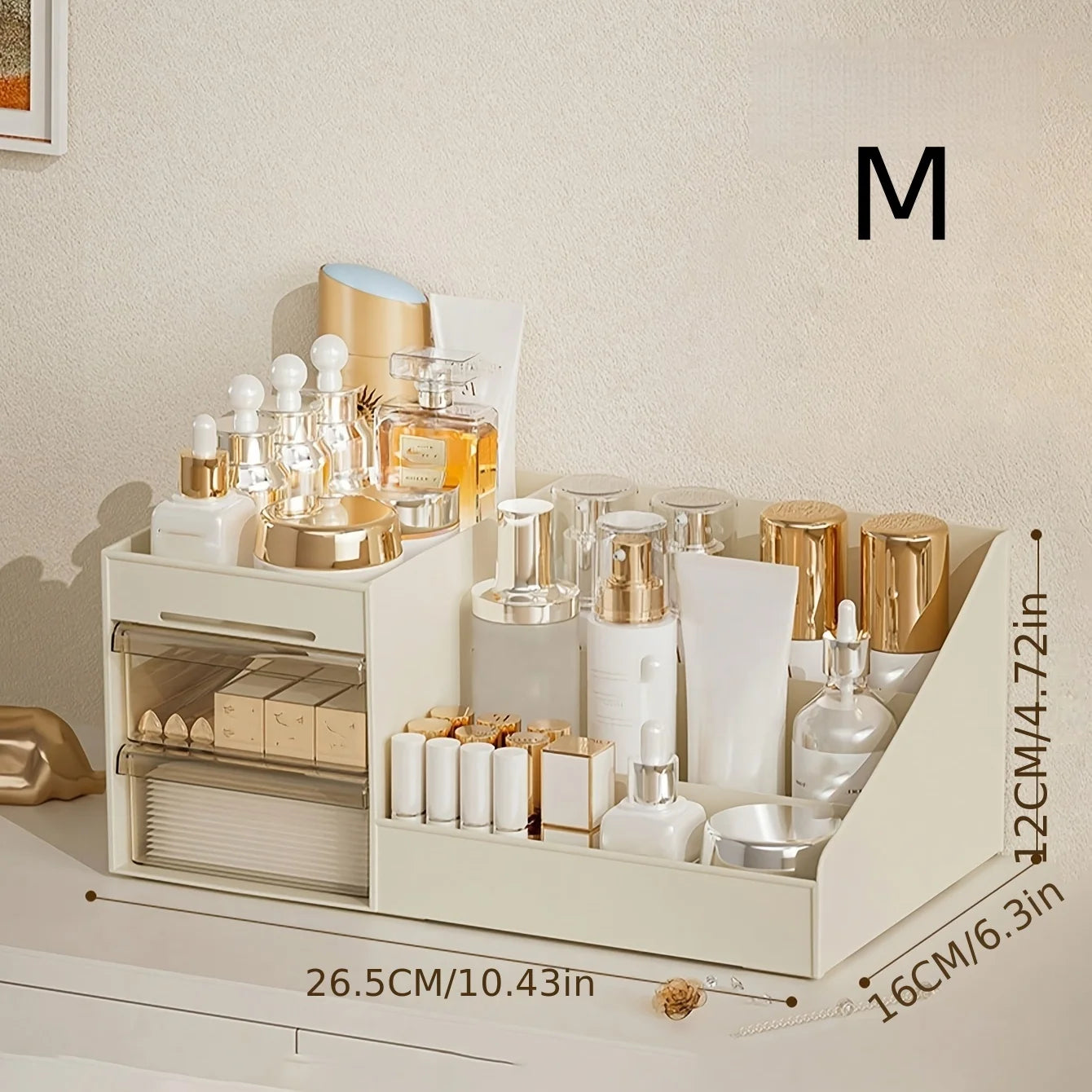 Makeup Organizer with Drawers, Cosmetic Storage for Dresser Vanity and Bathroom Countertop, Beauty Holder for Lipstick Brush