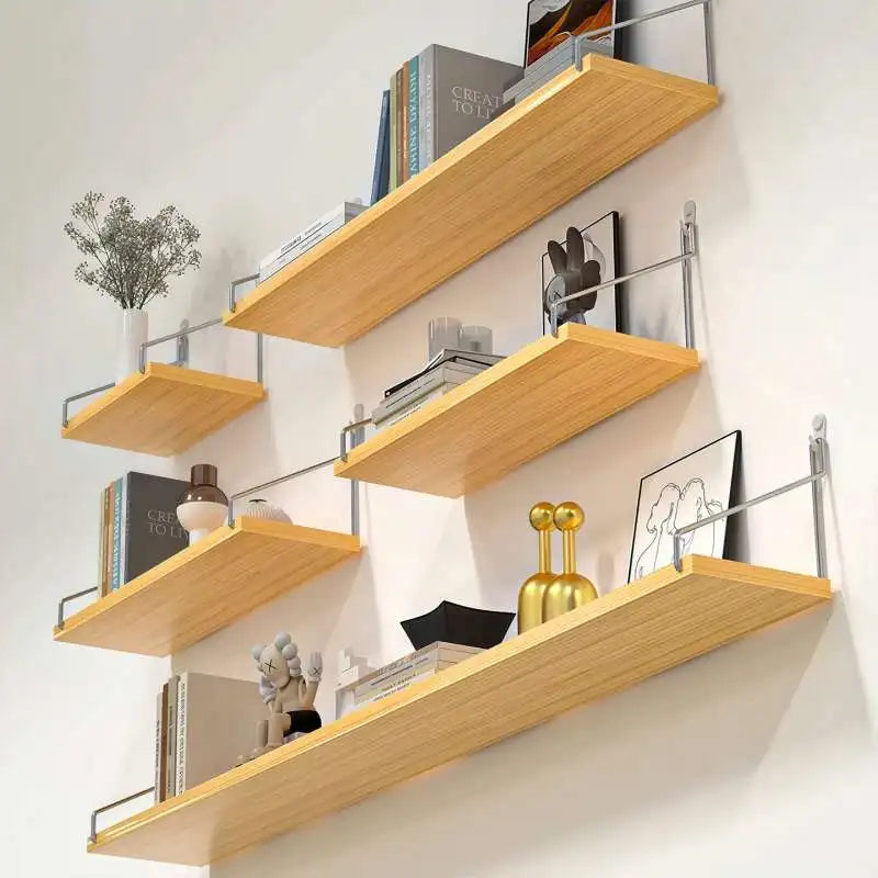 Floating Shelves for Wall Bookshelves No-Punch Wall Mounted Wood Shelf for Living Room Bathroom Bedroom Kitchen Home Decor