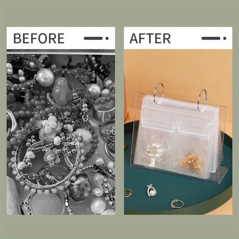 Jewelry Organizer with  Adjustable Grids - Dustproof & Anti-Oxidation Packing Bag/Display Stand for Jewelry Making Supplies