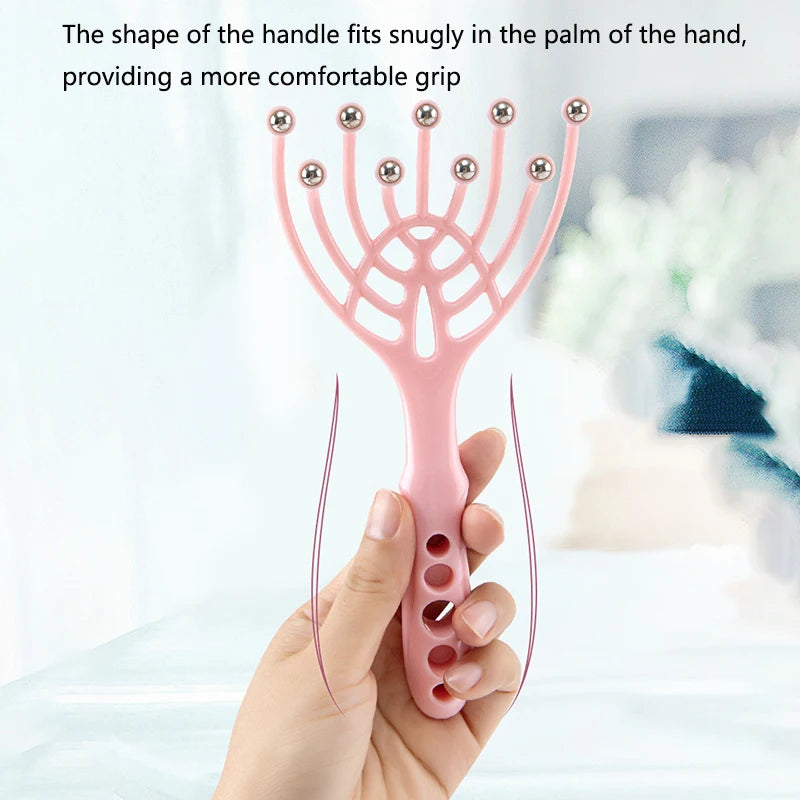 Head Massager Hand Held 9 Claws Steel Ball Scalp Neck Relax Spa Acupoint pressing Comb Roller Massage Hair Stress Relief