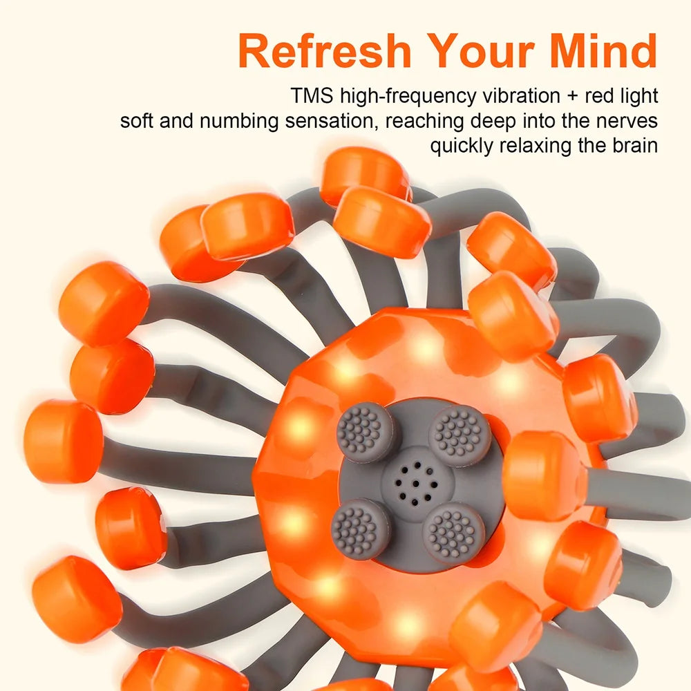 Electric Scalp Massager 24 Heads Octopus Claw Head Massager 24 Point Vibration Massage Scratcher Bluetooth Music Relaxation