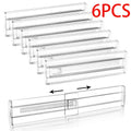 Drawer Dividers, 6Pack Adjustable Drawer Organizer, Clear Expandable Dresser Organizer for Clothes Kitchen Utensils Tableware Dr