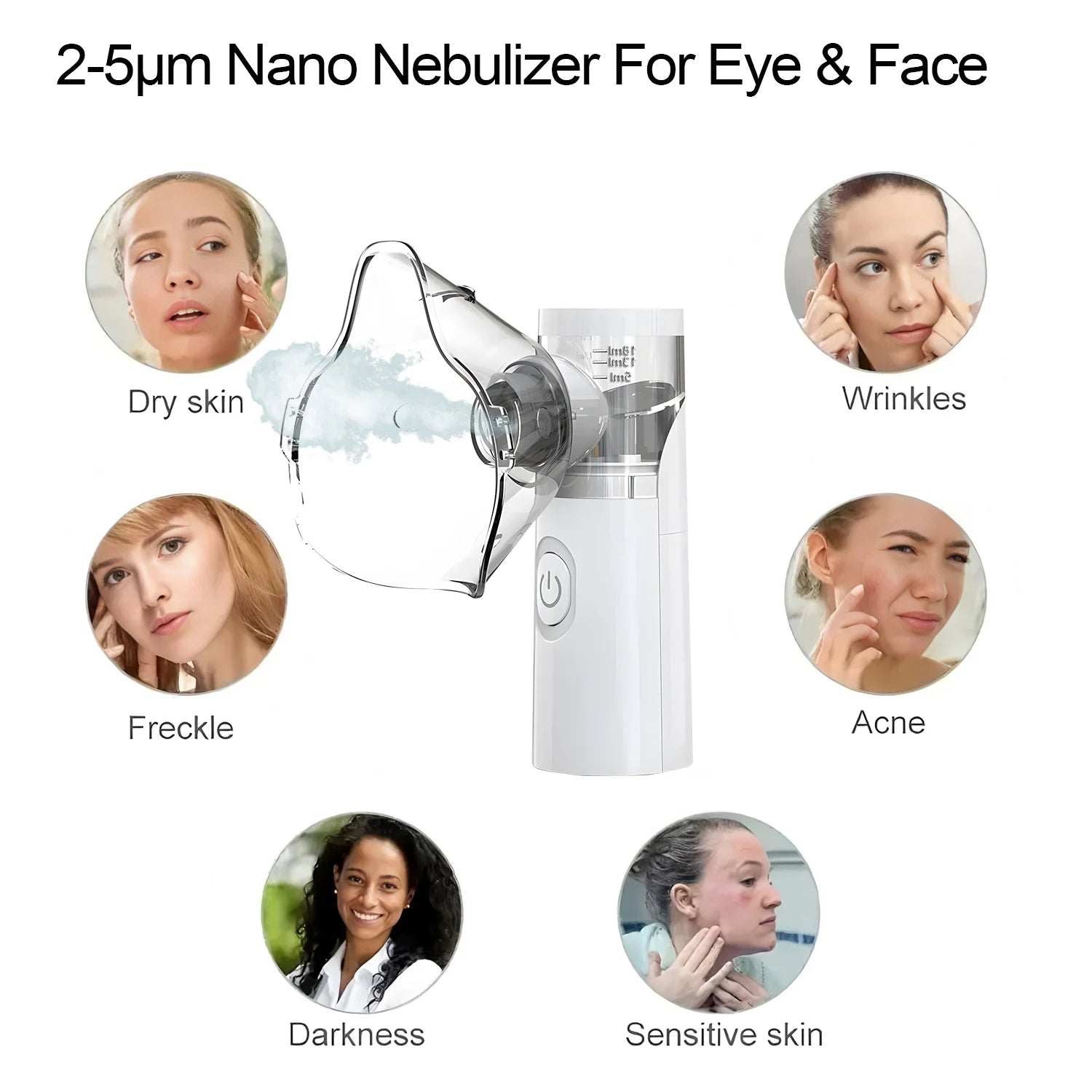 Mini Facial Steamer Handheld Portable Silent Mesh Nebulizer Humidifier Skin Care Face Rehydration Tool