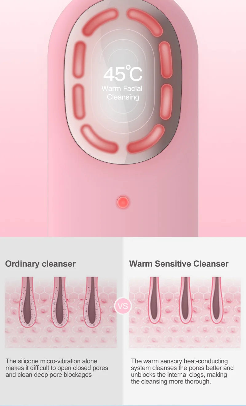Sonic Facial Cleansing Brush Red Blue Light Electric Facial Cleanser Wash Machine Skin Pore Cleaner Mini Beauty Massager Brush