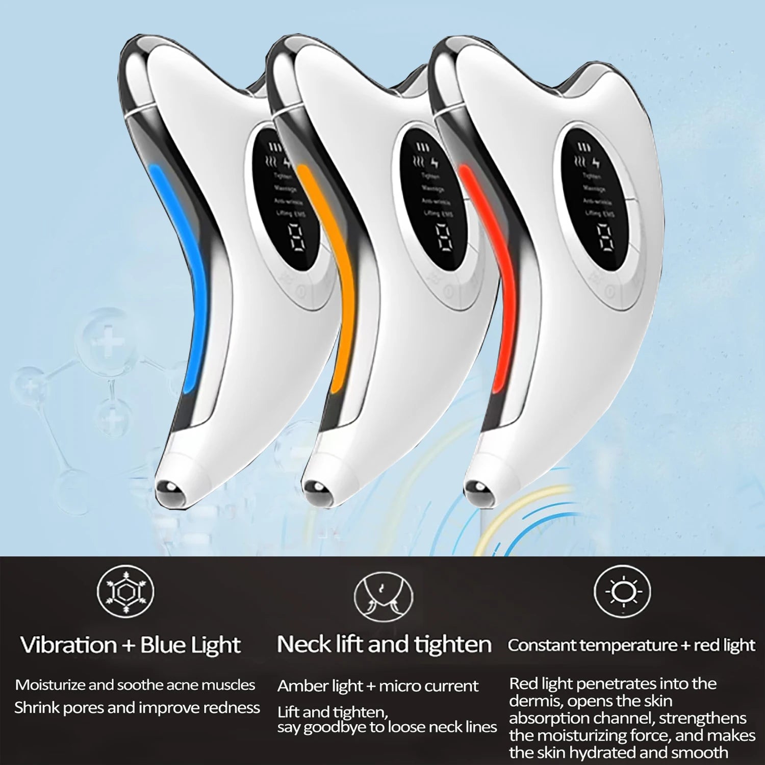 LED Vibrating Massager Skin Firming Face Neck Lift Beauty Equipment