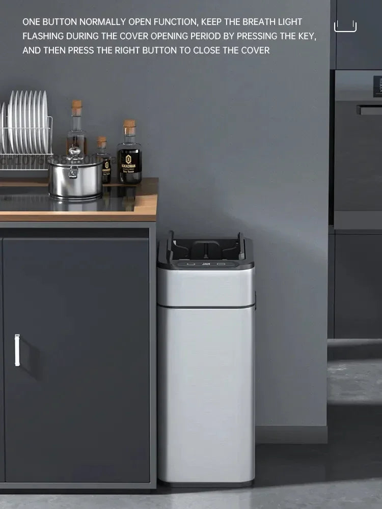 Smart Trash Can 20L 30 40 50 60 Liters Wastebasket Large Kitchen Garbage Cube Home Automatic Stainless Steel Garbage Bin Dustbin
