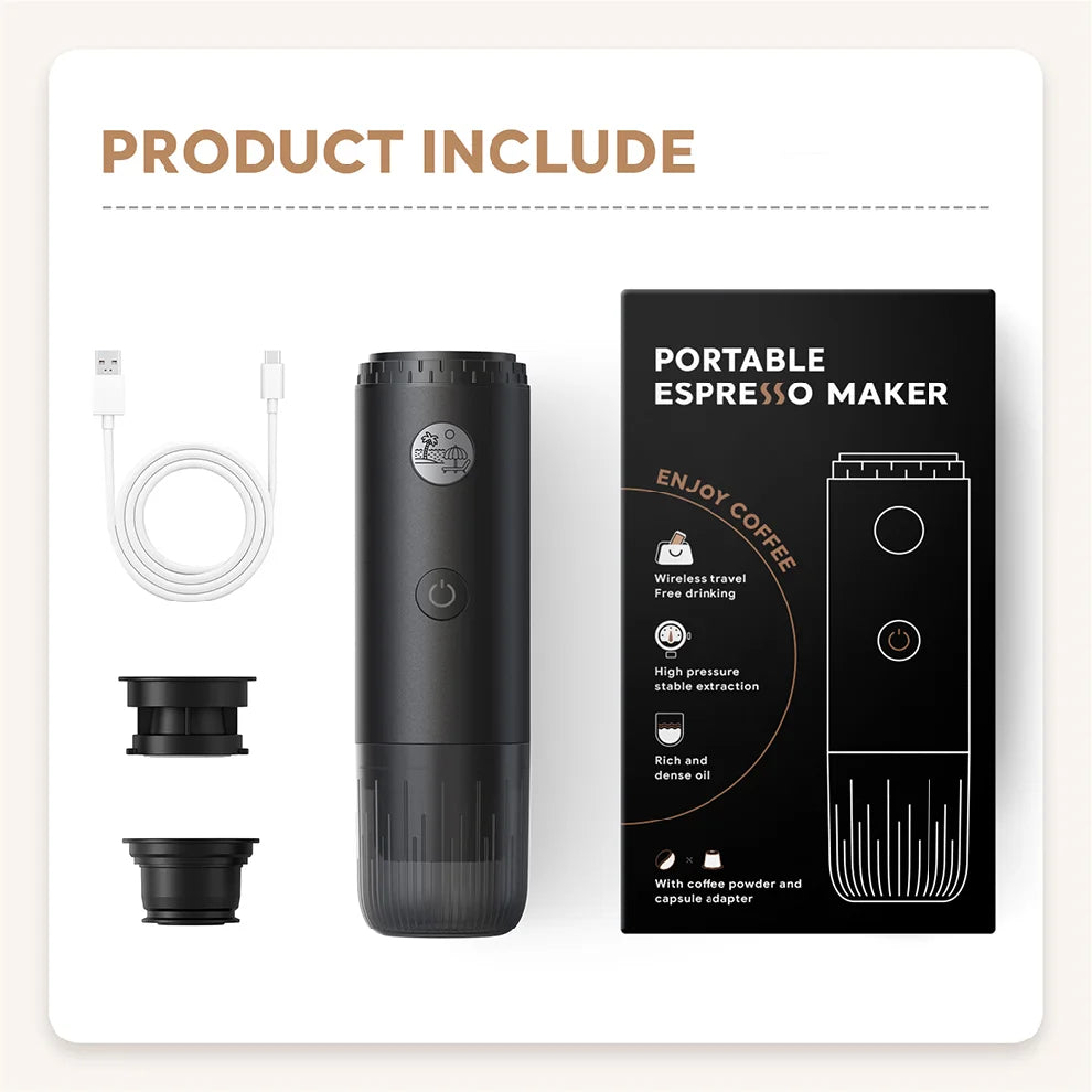 Portable Espresso Machine 3-in-1 Travel Coffee Maker for Camping Hiking Office Self-Heating with USB-C