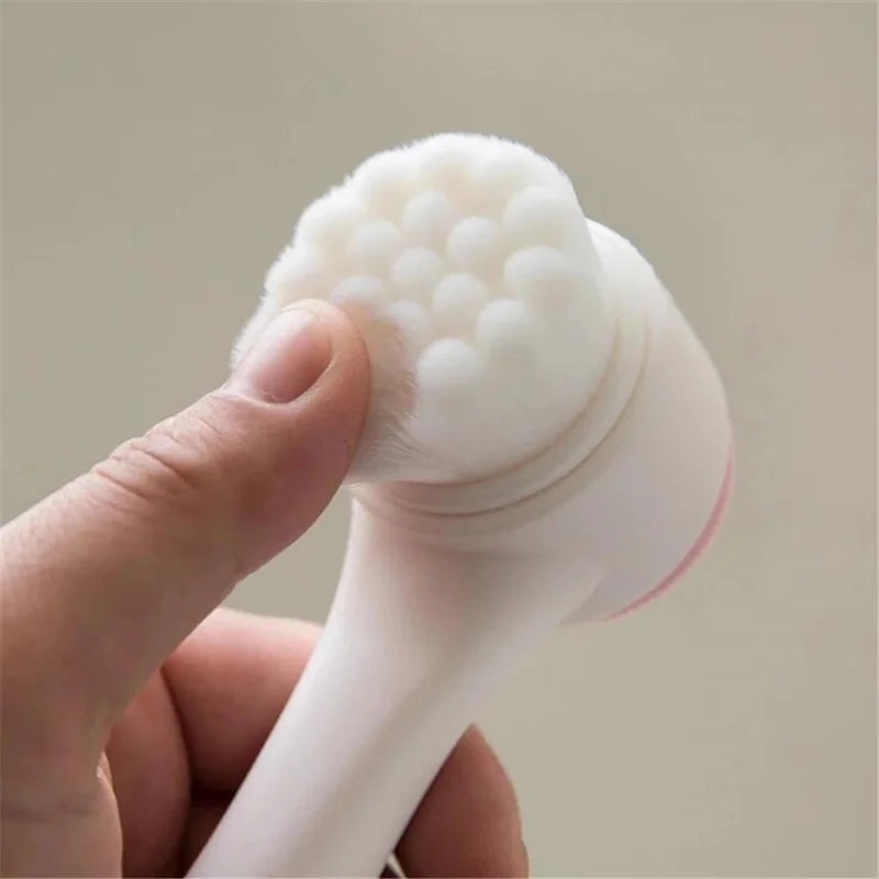 Facial Cleansing Brush Manual Massage Facial Brush Soft Bristles Exfoliator Double Sided Face Wash Brush 3D Double Silicone