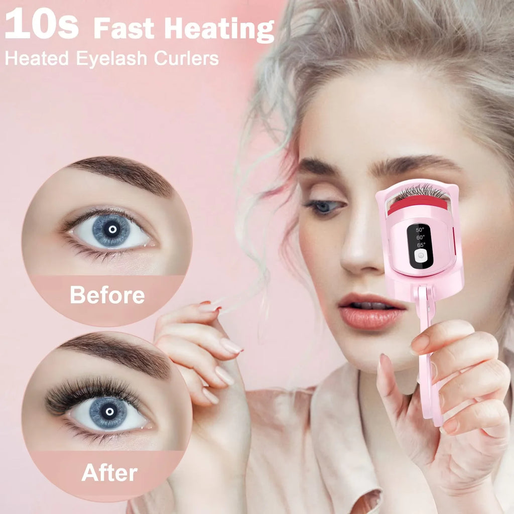 Mini Electric Heated Eyelash Curler USB Rechargeable Styling Eyelash Long Lasting Natural Eyelash Curl Beauty & Makeup Tools