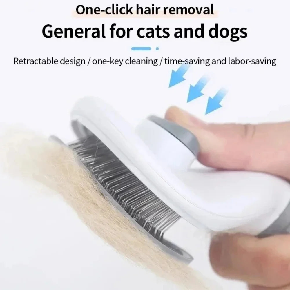 Self-Cleaning Pet Grooming Slicker Brush One-Click Hair Remover Comb Household Fur Cleaning Care For All Breeds Dogs Cats Pet